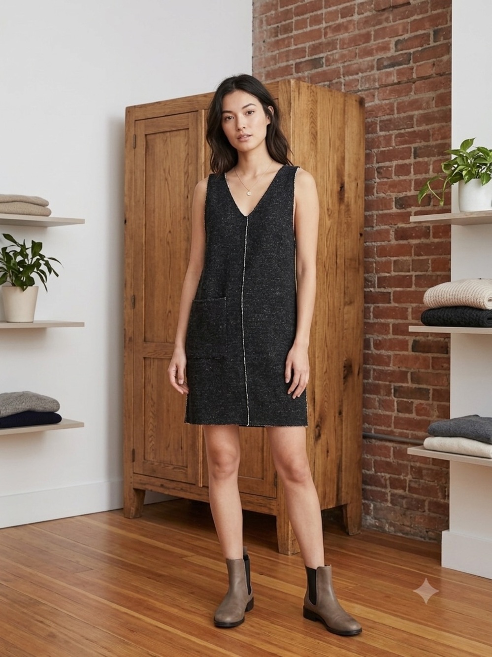 Oak + Fort $128 V-neck jumper dress size XS
